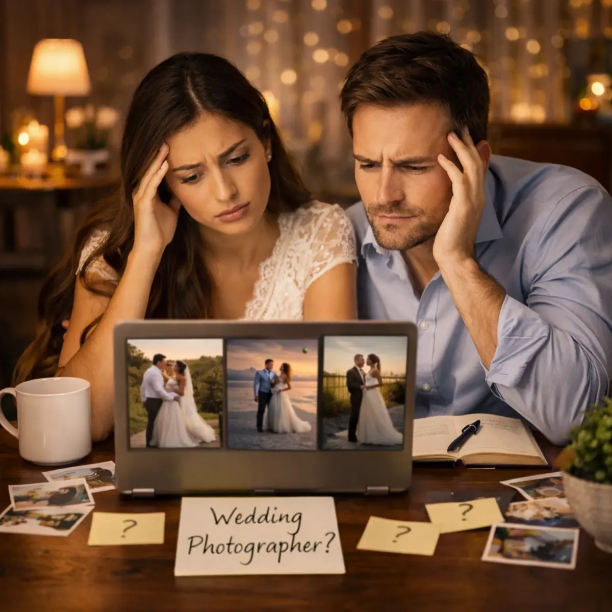 ζευγάρι σκέφτεται την φωτογράφηση γάμου.